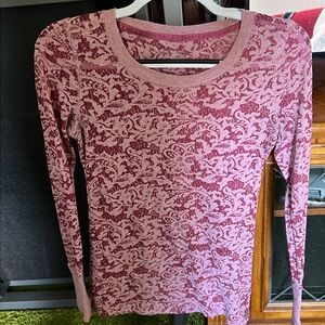 Pink/maroon faux lace long sleeve shirt